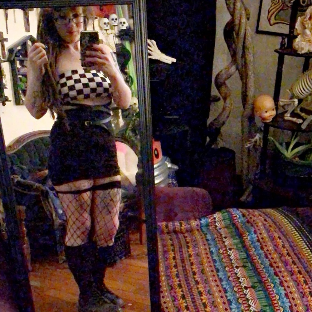 Black and white checkered tube top